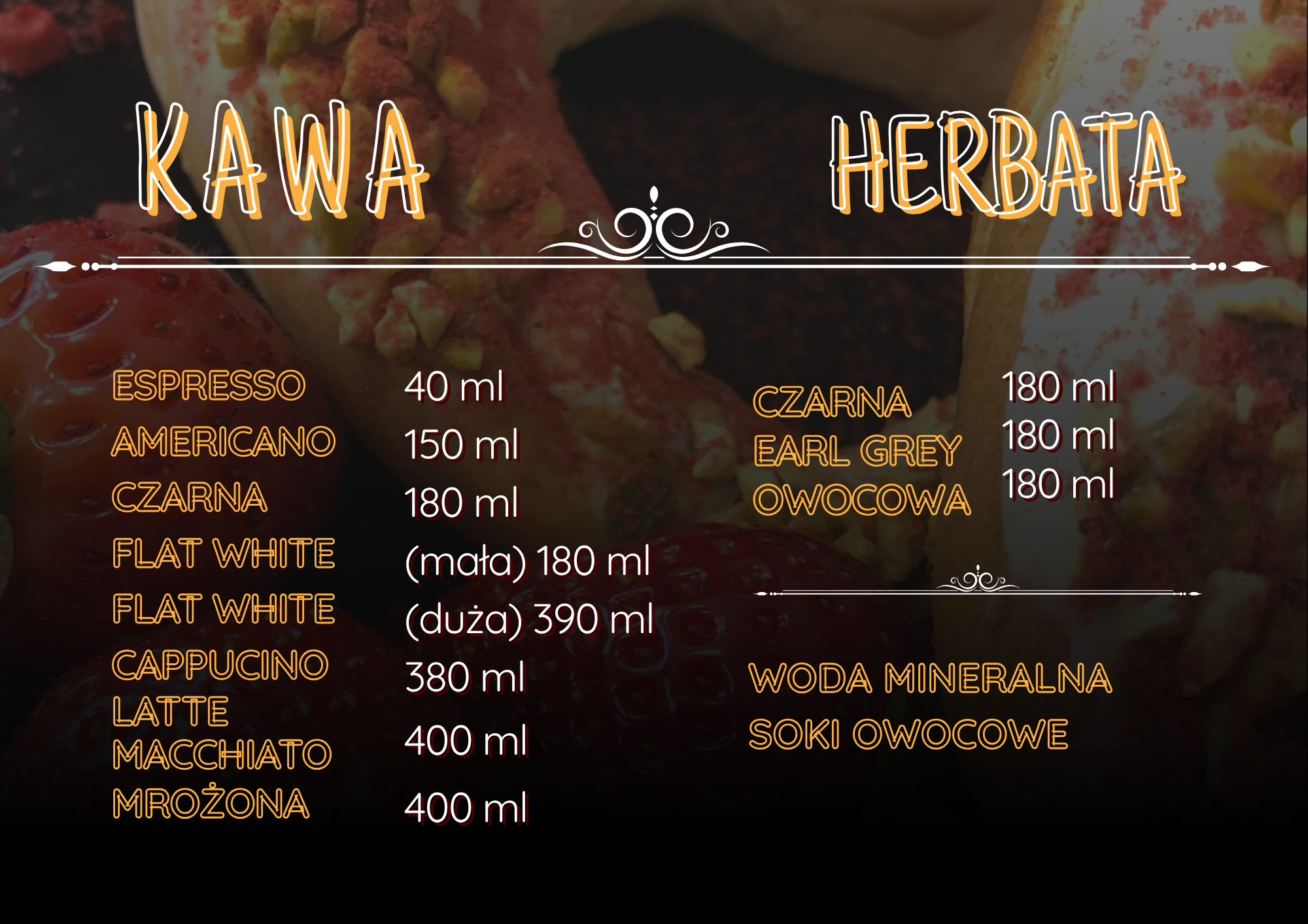 Menu napojów